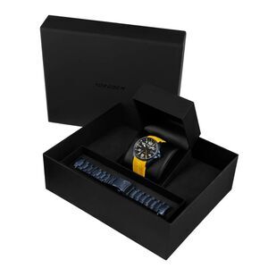 New Torgoen TN-1316 T48 Yellow Navy 44mm Silicone Strap Watch Set